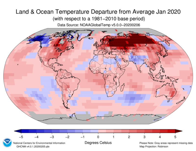January was warmest on record for the globe