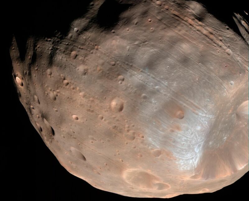 An image of Phobos captured by NASA's Mars Reconnaissance Orbiter.