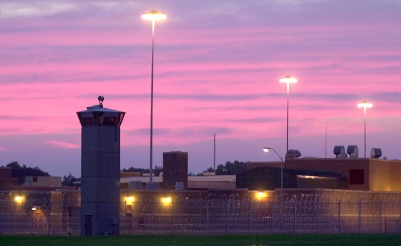 A red sky hangs over the Federal Prison 08 June 20