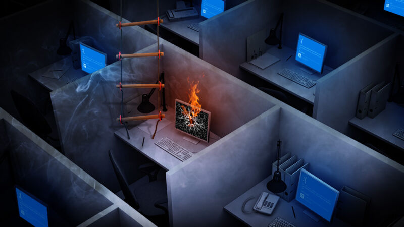 Work in an actual office (artist's rendering).