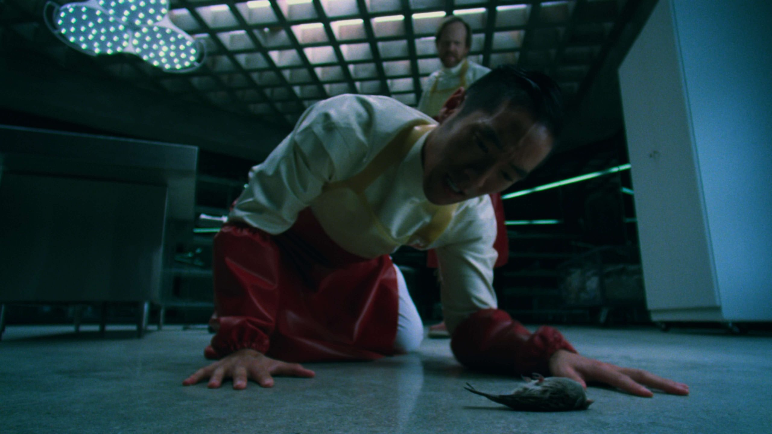 Image of two Westworld body shop techs breaking the rules