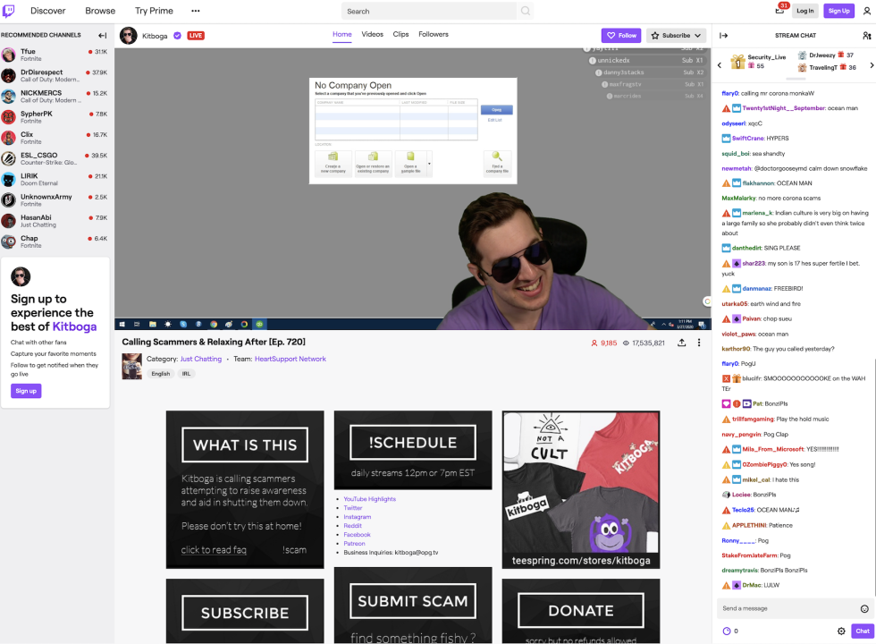 Kitboga's Twitch page.