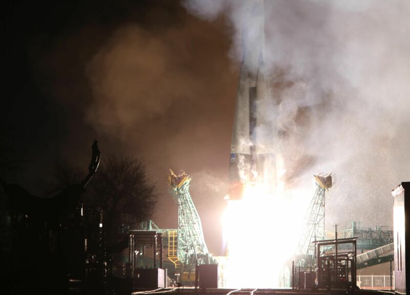 A Soyuz rocket launches Saturday carrying nearly three dozen satellites into orbit.