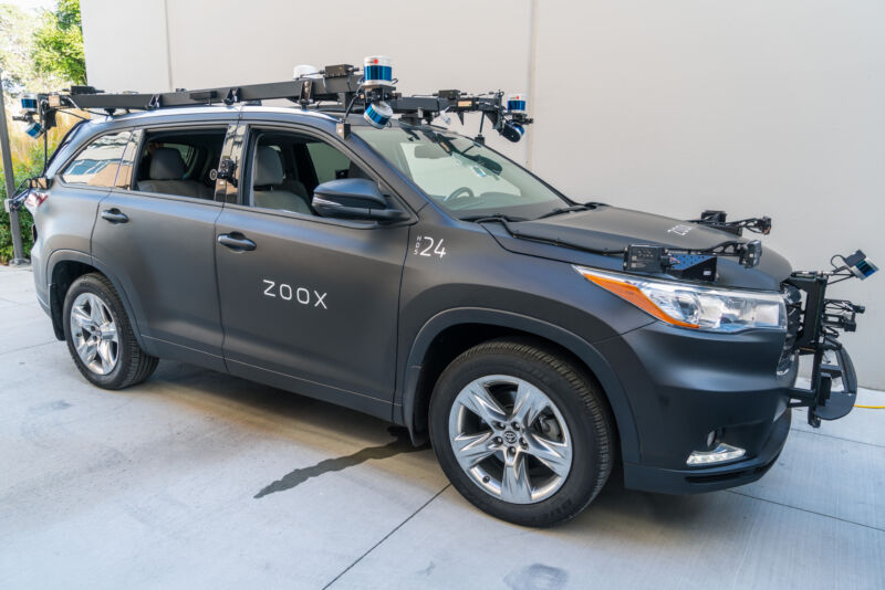 A Zoox self-driving car prototype in 2019. Zoox is using modified conventional vehicles like this one to test its self-driving software. But Zoox is planning to design its own vehicle for its eventual taxi service.