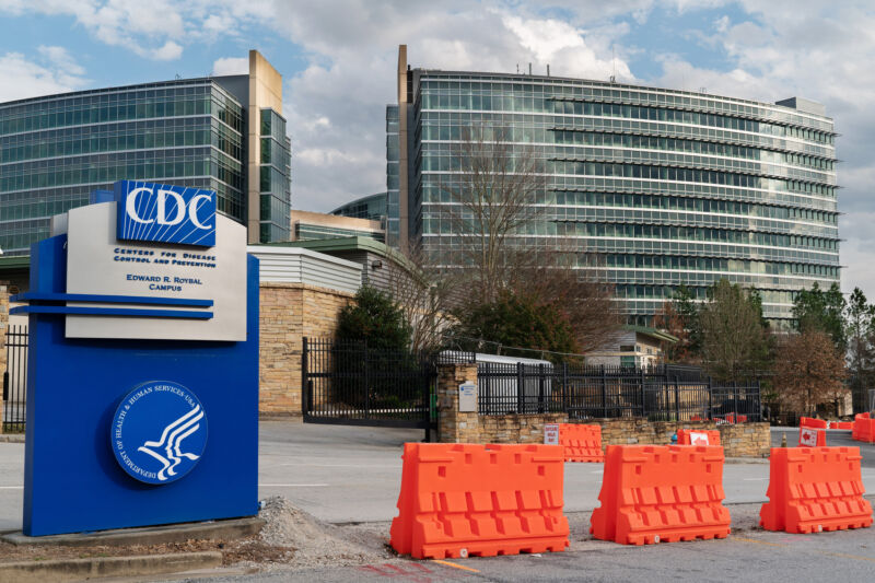 Barricades stand outside the Centers for Disease Control and Prevention (CDC) headquarters in Atlanta, Georgia, on Saturday, March 14, 2020. As the novel coronavirus has spread in the US, the CDC is under increasing heat to defend a shaky rollout of crucial testing kits. 