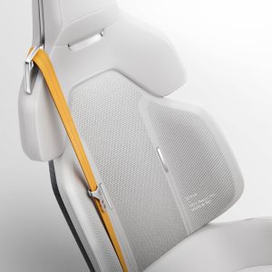 A closeup of the Polestar Precept seat material