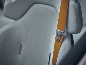 A closeup of the Polestar Precept seat material