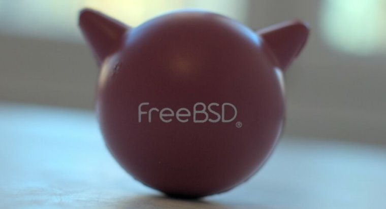 A promotional stressball with the FreeBSD logo on it.