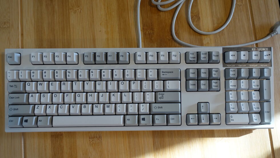 Jeff Dunn's Topre Realforce. Though it has a 10-key pad, he doesn't use it exclusively.