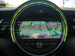 The infotainment system on a Mini Cooper SE
