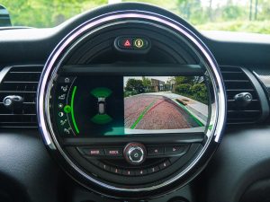 The infotainment system on a Mini Cooper SE