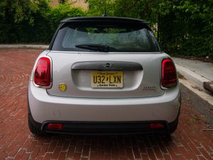 The rear of a Mini Cooper SE