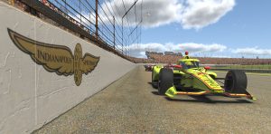 A bright yellow IndyCar in iRacing