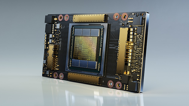 The Nvidia A100 Tensor Core GPU. 