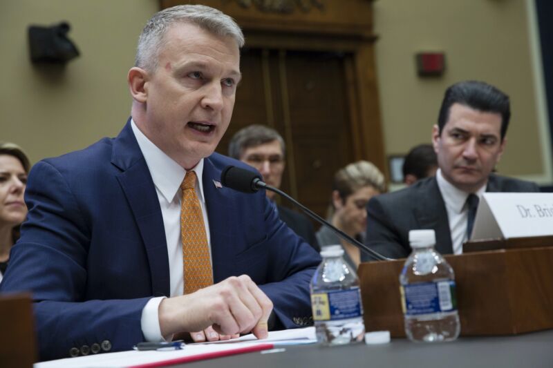 Rick Bright speaking at a congressional hearing in 2018.