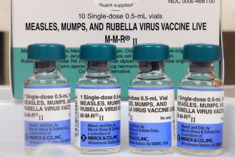 Vials of measles vaccine at the Orange County Health Department on May 6, 2019 in Orlando, Florida.