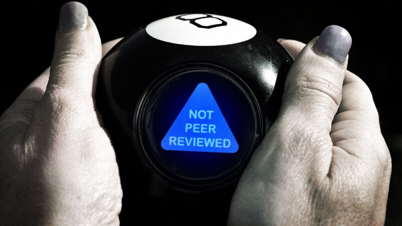 A novelty Magic 8 Ball brings up the words 