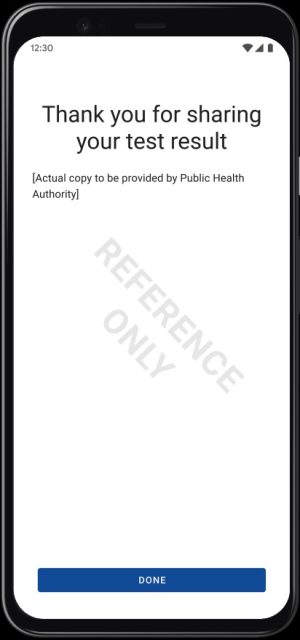 Screenshot of smartphone with contact-tracing app.