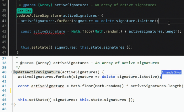 Live collaboration between colleagues with very low latency is possible using VS Live Share.