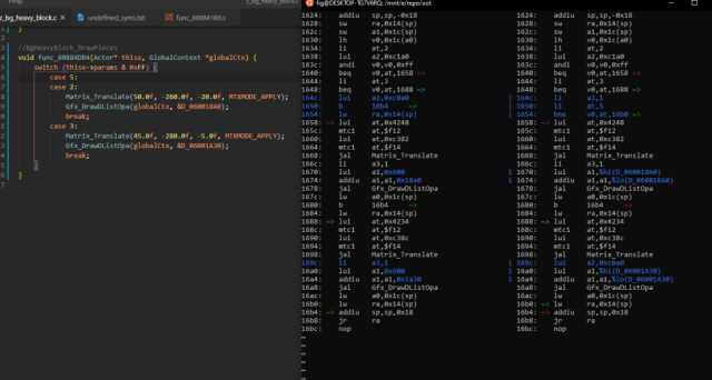 A sample programming environment that lets coders easily compare the compiled results of their code to the actual game ROM in close to real time.