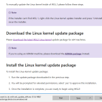 Getting the Linux kernel you'll need for WSL2 means a trip back to the browser, and a manual download.