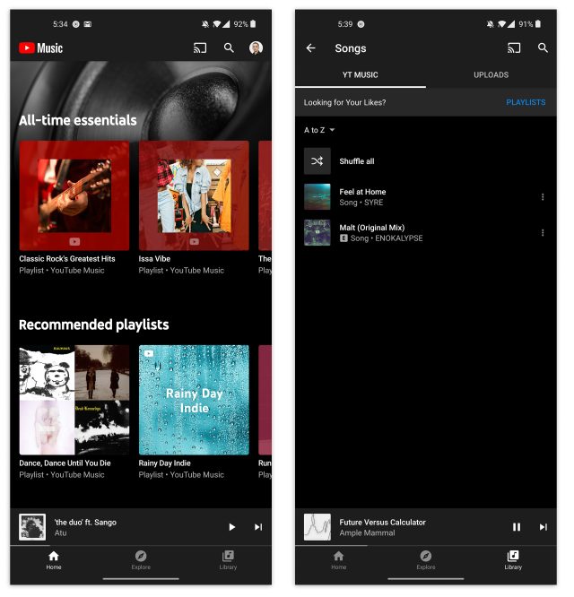 select multiple songs at once youtube music