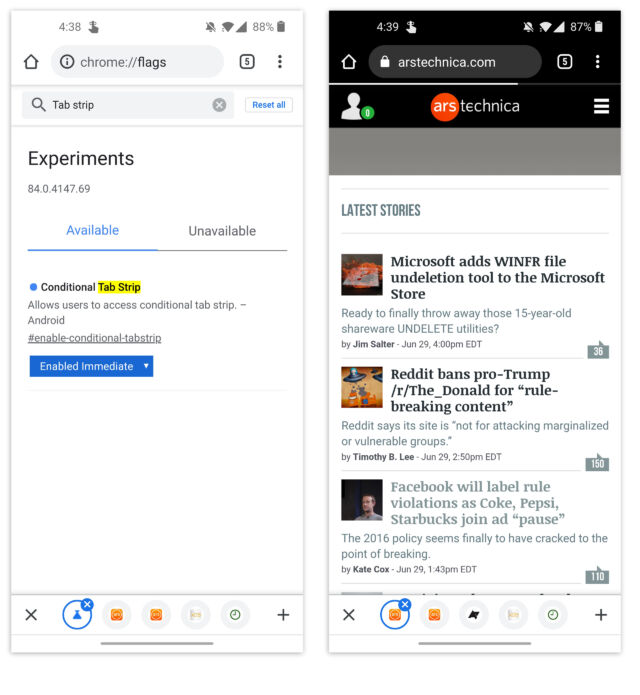 Chrome For Android Finally Gets A Bottom Tab Bar In New Experiment Ars Technica