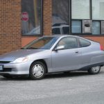 The images from our 2000 Honda Insight review are temporarily MIA, but as you can see from this photo, it's still a futuristic-looking car even 20 years later.