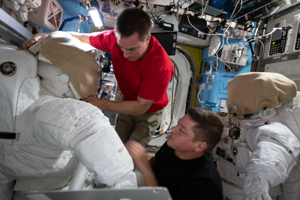 NASA astronauts Chris Cassidy (top) and Bob Behnken will conduct several spacewalks in the coming weeks.