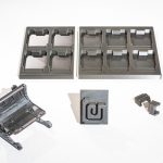 3D-printed fixtures (or nests) for ventilator production.