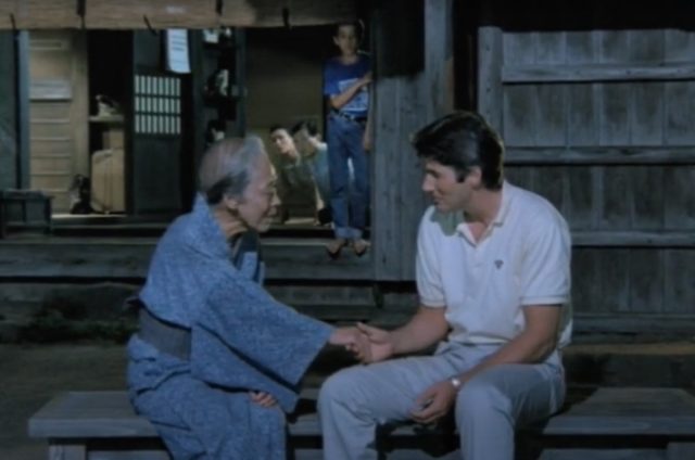 A Japanese widow (Sachiko Murase) who lost her husband in the bombing of Nagasaki meets her American nephew (Richard Gere) in <em>Rhapsody in August</em>.