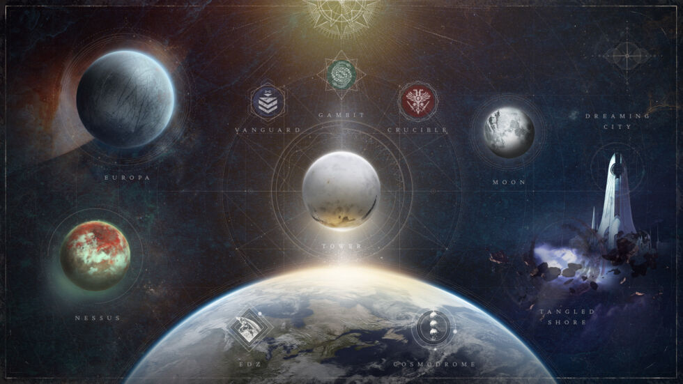 Driving today's point home, Bungie released this preview of the future <em>Destiny 2</em> map, complete with older destinations being deleted entirely.