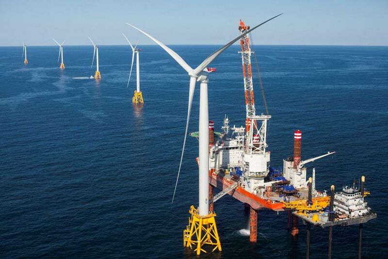 Image of an offshore wind installation.