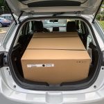 I was forced to drive to Ikea and back. As you can see, a large box will fit in the Yaris.