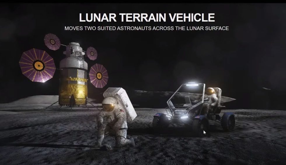 A rendering of the Lunar Terrain Vehicle NASA may use during the second Artemis mission to the Moon.