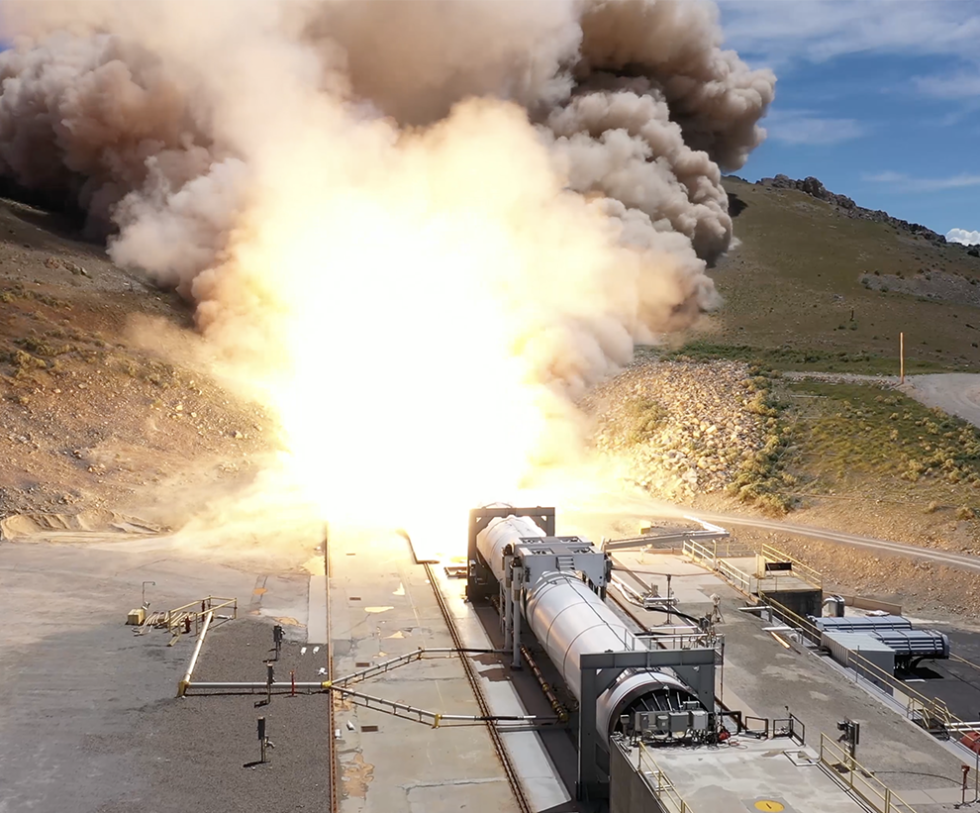 First stage of Omega rocket undergoes a first stage static fire test in 2019.