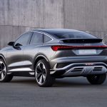 Dramatic body creases dominate the styling of this fastback crossover.
