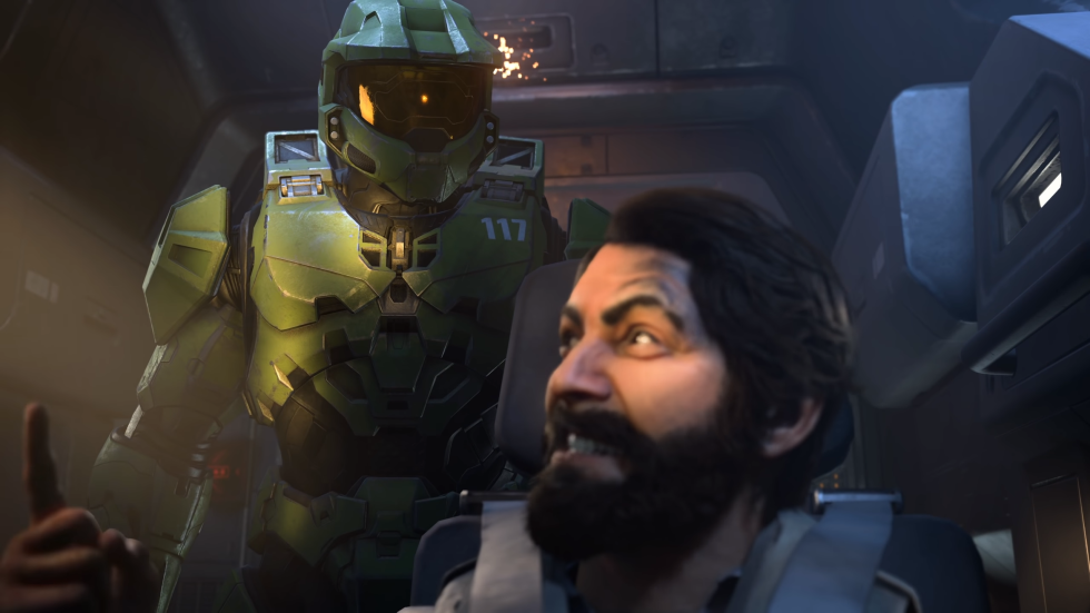 Does this fight between Master Chief and new character "the pilot" bear any resemblance to quarrels between Microsoft and <em>Halo Infinite</em>'s development team?