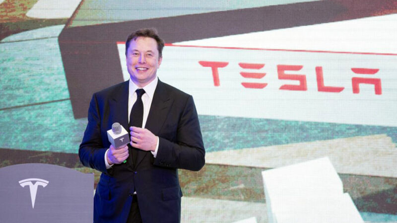 Tesla CEO Elon Musk attends an opening ceremony for Tesla's China-made Model Y program in Shanghai, east China, Jan. 7, 2020