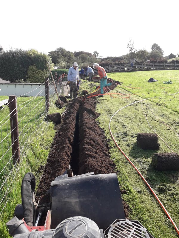 fiber ducting trench dug by B4RN volunteers in Caton.