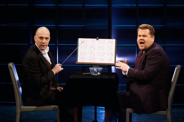 British illusionist Derren Brown during a November 7, 2018 appearance on The Late Late Show with James Corden.