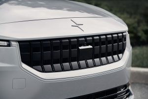 The grille of a polestar 2
