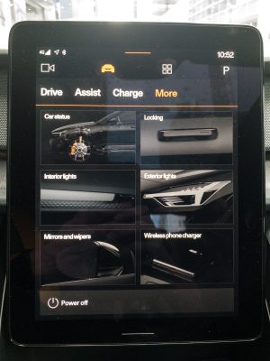 The infotainment system in a polestar 2