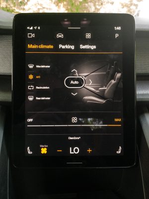 The infotainment system in a polestar 2