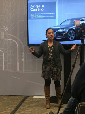 Angela Castro, the senior director of government affairs media and marketing in southern Nevada, is very excited about vehicle-to-infrastructure communications.
