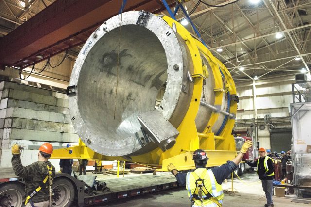 A superconducting magnet used for a particle detector.