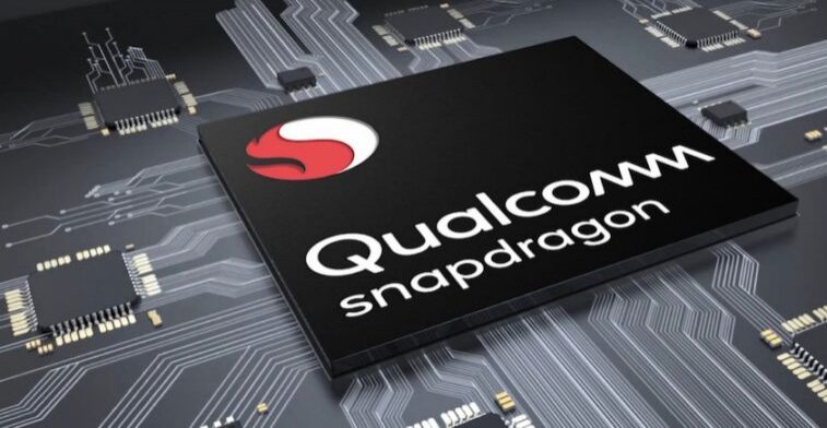 Technology Stylized promotional image of a Qualcomm computer chip.