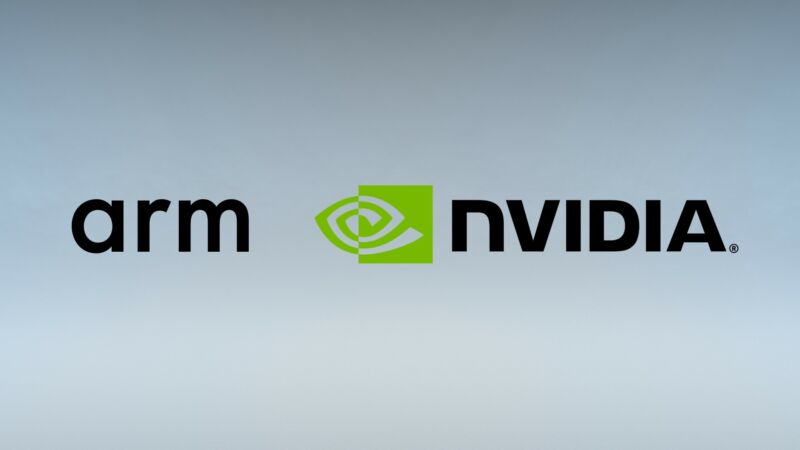 ARM logo combined with Nvidia logo.