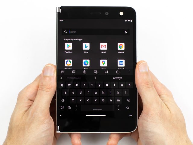 Pictures of the Microsoft Surface Duo.