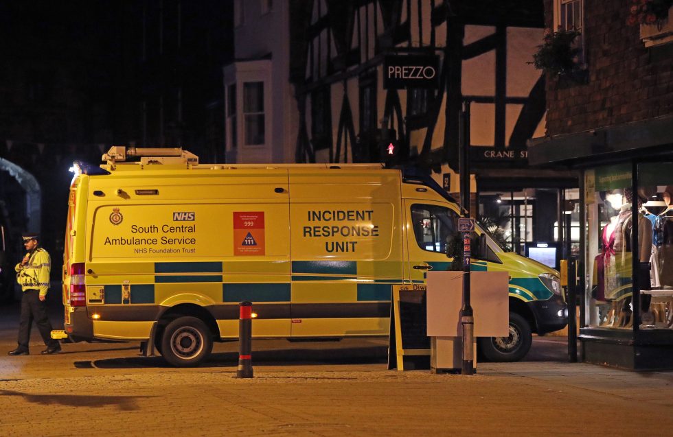 Emergency services outside the Prezzo restaurant in Salisbury, responding to the Novichok poisonings there.